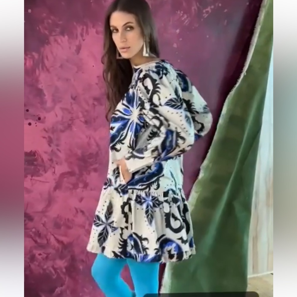 Maude Vivante Ollie Dress Blue White sz M - Picture 3 of 11